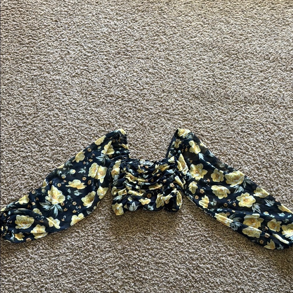 Floral Black and Yellow Crop Top NA-KD